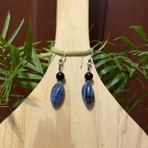 Vintage blue & black rock earrings